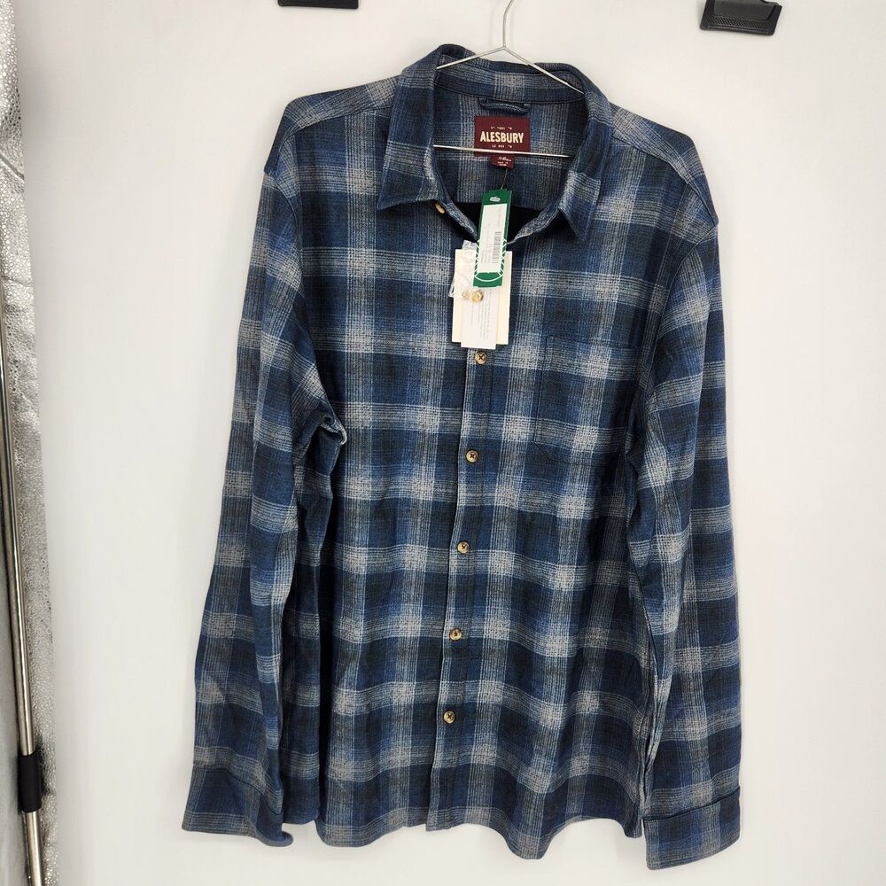 Alesbury Men's Navy Blue XL Tall Mountain Knit‎ Flannel NWT